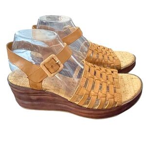 Korks-Ease Korks Marley Tan Ankle Strap Wedge Sandals Woman’s size 9